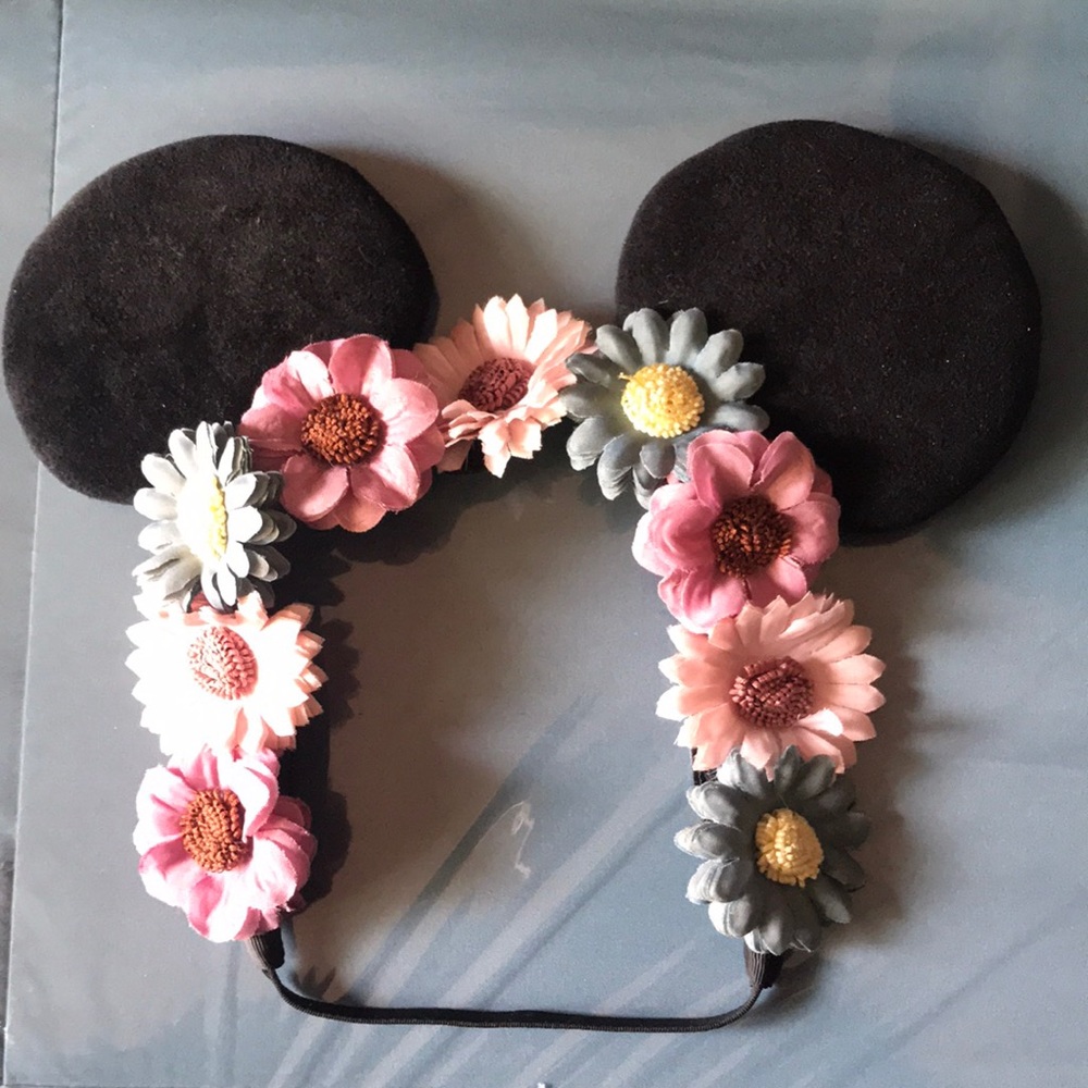 Disney Floral Mouse Ears Headband - Black, Pink, Gray
